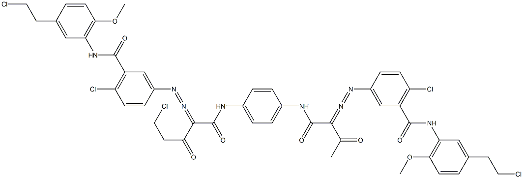 3,3'-[2-(Chloromethyl)-1,4-phenylenebis[iminocarbonyl(acetylmethylene)azo]]bis[N-[3-(2-chloroethyl)-6-methoxyphenyl]-6-chlorobenzamide] Struktur