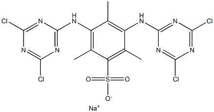 3,5-Bis(4,6-dichloro-1,3,5-triazin-2-ylamino)-2,4,6-trimethylbenzenesulfonic acid sodium salt Struktur