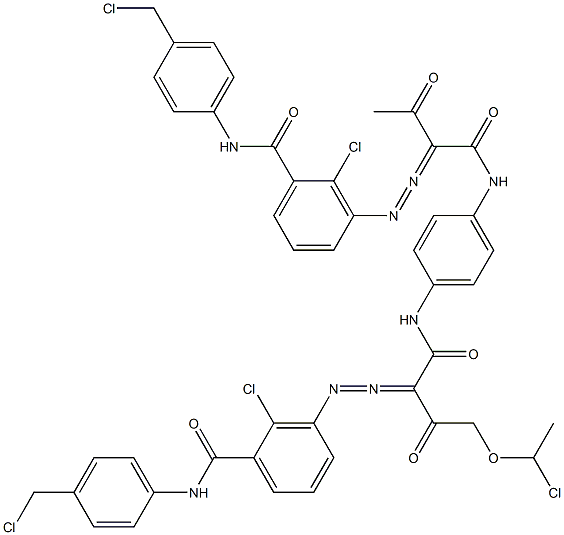 3,3'-[2-[(1-Chloroethyl)oxy]-1,4-phenylenebis[iminocarbonyl(acetylmethylene)azo]]bis[N-[4-(chloromethyl)phenyl]-2-chlorobenzamide] Struktur