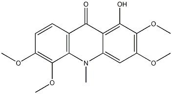 1-Hydroxy-2,3,5,6-tetramethoxy-10-methylacridin-9(10H)-one Struktur