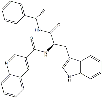 (2R)-3-(1H-Indol-3-yl)-2-(3-quinolinylcarbonylamino)-N-[(S)-1-phenylethyl]propanamide Struktur