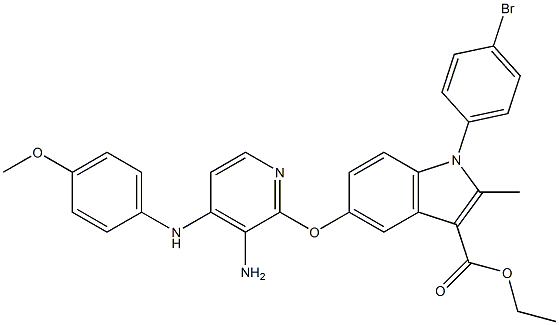 1-(4-Bromophenyl)-2-methyl-5-[3-amino-4-[(4-methoxyphenyl)amino]pyridin-2-yloxy]-1H-indole-3-carboxylic acid ethyl ester Struktur