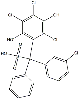 (3-Chlorophenyl)(2,4,5-trichloro-3,6-dihydroxyphenyl)phenylmethanesulfonic acid Struktur