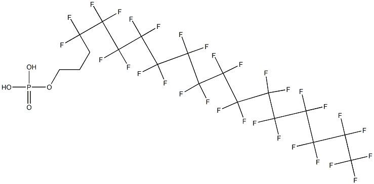 Phosphoric acid hydrogen (4,4,5,5,6,6,7,7,8,8,9,9,10,10,11,11,12,12,13,13,14,14,15,15,16,16,17,17,18,18,18-hentriacontafluorooctadecan-1-yl) ester Struktur