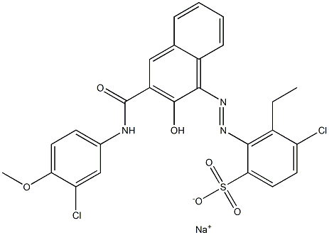 4-Chloro-3-ethyl-2-[[3-[[(3-chloro-4-methoxyphenyl)amino]carbonyl]-2-hydroxy-1-naphtyl]azo]benzenesulfonic acid sodium salt Struktur