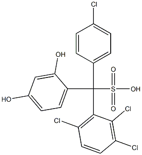 (4-Chlorophenyl)(2,3,6-trichlorophenyl)(2,4-dihydroxyphenyl)methanesulfonic acid Struktur