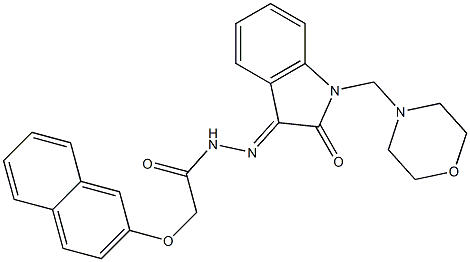 (2-Naphtyloxy)acetic acid N'-(1-morpholinomethyl-2-oxoindolin-3-ylidene) hydrazide Struktur