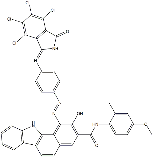 2-Hydroxy-N-(4-methoxy-2-methylphenyl)-1-[[4-[(4,5,6,7-tetrachloro-3-oxoisoindolin-1-ylidene)amino]phenyl]azo]-11H-benzo[a]carbazole-3-carboxamide Struktur