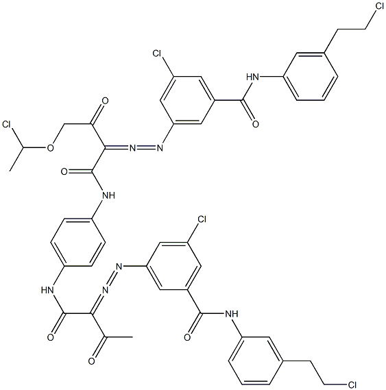 3,3'-[2-[(1-Chloroethyl)oxy]-1,4-phenylenebis[iminocarbonyl(acetylmethylene)azo]]bis[N-[3-(2-chloroethyl)phenyl]-5-chlorobenzamide] Struktur