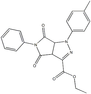 1,3a,4,5,6,6a-Hexahydro-4,6-dioxo-5-(phenyl)-1-(4-methylphenyl)pyrrolo[3,4-c]pyrazole-3-carboxylic acid ethyl ester Struktur