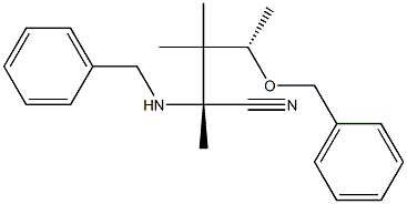 (2R,4S)-2-(Benzylamino)-4-(benzyloxy)-2,3,3-trimethylpentanenitrile Struktur