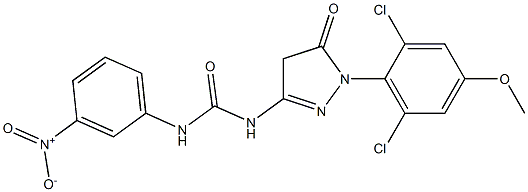 1-(2,6-Dichloro-4-methoxyphenyl)-3-[3-(3-nitrophenyl)ureido]-5(4H)-pyrazolone Struktur