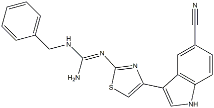 2-[[Amino(benzylamino)methylene]amino]-4-(5-cyano-1H-indol-3-yl)thiazole Struktur