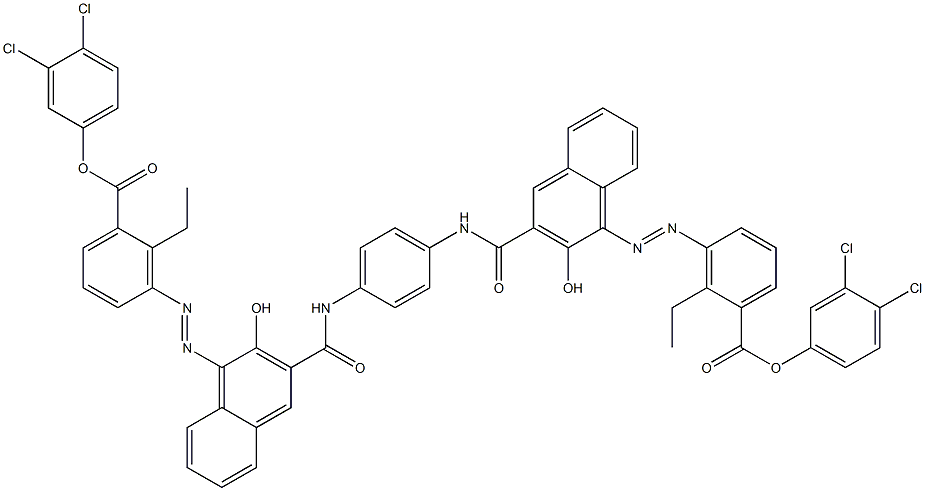 1,4-Bis[1-[[6-ethyl-5-(3,4-dichlorophenoxycarbonyl)phenyl]azo]-2-hydroxy-3-naphthoylamino]benzene Struktur