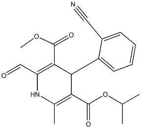 4-(2-Cyano-phenyl)-2-formyl-6-methyl-1,4-dihydropyridine-3,5-dicarboxylic acid 3-methyl 5-isopropyl ester Struktur