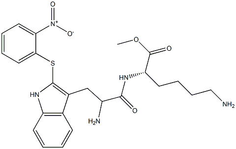 N2-[2-Amino-3-[2-(2-nitrophenylthio)-1H-indol-3-yl]propionyl]-L-lysine methyl ester Struktur