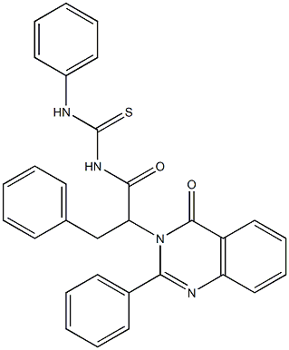 1-[2-(4-Oxo-2-phenyl-3,4-dihydroquinazolin-3-yl)-3-phenylpropionyl]-3-phenylthiourea Struktur