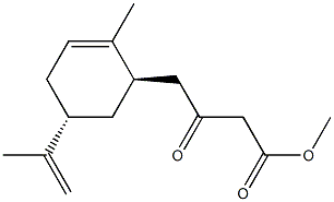 (-)-4-[(1R,3R)-3-(1-Methylethenyl)-6-methyl-5-cyclohexenyl]-3-oxobutyric acid methyl ester Struktur