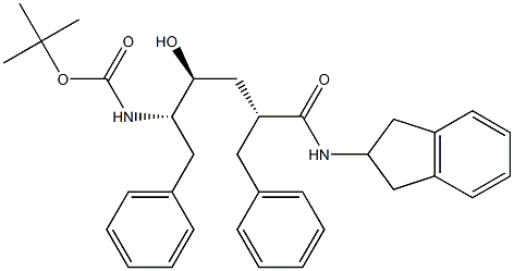 (2R,4S,5S)-2-Benzyl-5-(tert-butyloxycarbonylamino)-N-[(2,3-dihydro-1H-inden)-2-yl]-4-hydroxy-6-phenylhexanamide Struktur