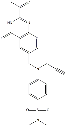 4-[N-[(2-Acetyl-3,4-dihydro-4-oxoquinazolin)-6-ylmethyl]-N-(2-propynyl)amino]-N,N-dimethylbenzenesulfonamide Struktur