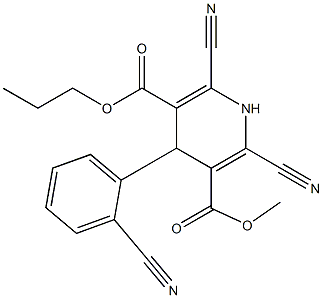 4-(2-Cyanophenyl)-2-cyano-6-cyano-1,4-dihydropyridine-3,5-dicarboxylic acid 3-methyl 5-propyl ester Struktur