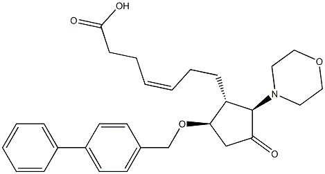 (Z)-7-[(1R,2R,5R)-5-[(1,1'-Biphenyl)-4-ylmethoxy]-2-morpholino-3-oxocyclopentyl]-4-heptenoic acid Struktur