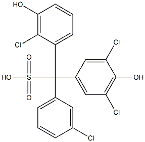 (3-Chlorophenyl)(2-chloro-3-hydroxyphenyl)(3,5-dichloro-4-hydroxyphenyl)methanesulfonic acid Struktur