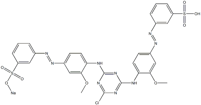 3-[4-[4-Chloro-6-[2-methoxy-4-(3-sodiooxysulfonylphenylazo)anilino]-1,3,5-triazin-2-ylamino]-3-methoxyphenylazo]benzenesulfonic acid Struktur