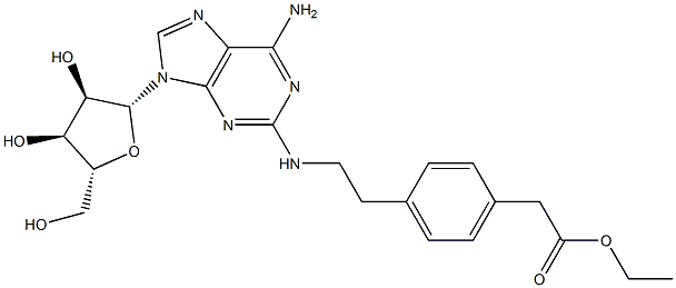 2-[2-[4-(Ethoxycarbonylmethyl)phenyl]ethylamino]adenosine Struktur