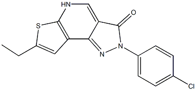 2-(4-Chlorophenyl)-7-ethyl-5H-pyrazolo[3,4-d]thieno[2,3-b]pyridin-3(2H)-one Struktur