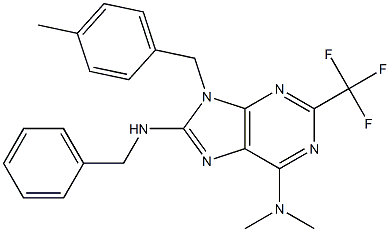 6-Dimethylamino-9-(4-methylbenzyl)-2-trifluoromethyl-8-benzylamino-9H-purine Struktur