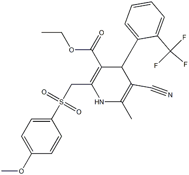 5-Cyano-1,4-dihydro-6-methyl-2-[(4-methoxyphenylsulfonyl)methyl]-4-(2-trifluoromethylphenyl)pyridine-3-carboxylic acid ethyl ester Struktur