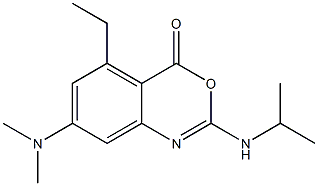 2-Isopropylamino-5-ethyl-7-(dimethylamino)-4H-3,1-benzoxazin-4-one Struktur