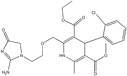 4-(2-Chlorophenyl)-1,4-dihydro-2-[2-[(2-amino-4,5-dihydro-4-oxo-1H-imidazol)-1-yl]ethoxymethyl]-6-methylpyridine-3,5-dicarboxylic acid 3-ethyl 5-methyl ester Struktur