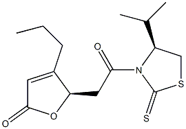 (5R)-5-[[(4S)-4-Isopropyl-2-thioxothiazolidin-3-yl]carbonylmethyl]-4-propylfuran-2(5H)-one Struktur