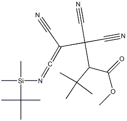 3,3,4-Tricyano-2-(1,1-dimethylethyl)-5-[dimethyl(1,1-dimethylethyl)silylimino]-4-pentenoic acid methyl ester Struktur