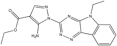 3-Amino-2-(5-ethyl-5H-1,2,4-triazino[5,6-b]indol-3-yl)-2H-pyrazole-4-carboxylic acid ethyl ester Struktur