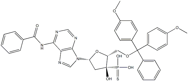 5'-O-(4,4'-Dimethoxytrityl)-N-benzoyl-2'-deoxyadenosine 3'-thiophosphonic acid Struktur