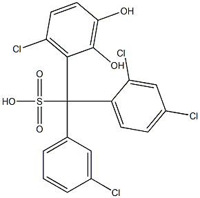 (3-Chlorophenyl)(2,4-dichlorophenyl)(6-chloro-2,3-dihydroxyphenyl)methanesulfonic acid Struktur