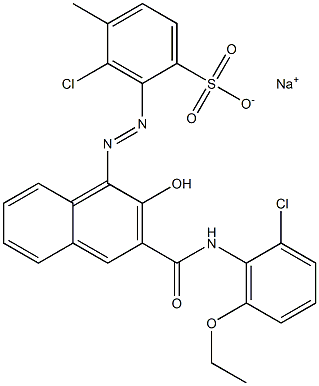 3-Chloro-4-methyl-2-[[3-[[(2-chloro-6-ethoxyphenyl)amino]carbonyl]-2-hydroxy-1-naphtyl]azo]benzenesulfonic acid sodium salt Struktur