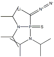 Diazo[bis(diisopropylamino)phosphinothioyl](lithio)methane Struktur