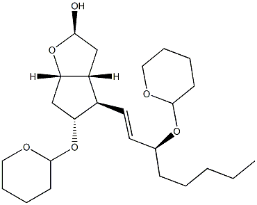 (1S,3R,5R,6R,7R)-7-(Tetrahydro-2H-pyran-2-yloxy)-6-[(1E,3S)-3-(tetrahydro-2H-pyran-2-yloxy)-1-octenyl]-2-oxabicyclo[3.3.0]octan-3-ol Struktur