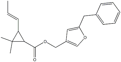 2,2-Dimethyl-3-(1-propenyl)cyclopropanecarboxylic acid (5-benzyl-3-furyl)methyl ester Struktur