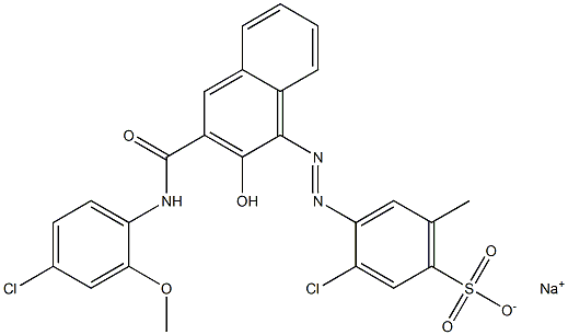 3-Chloro-6-methyl-4-[[3-[[(4-chloro-2-methoxyphenyl)amino]carbonyl]-2-hydroxy-1-naphtyl]azo]benzenesulfonic acid sodium salt Struktur