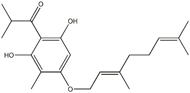 2-Isobutyryl-5-[[(2E)-3,7-dimethyl-2,6-octadienyl]oxy]-6-methylresorcinol Struktur