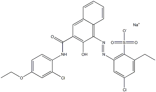 4-Chloro-2-ethyl-6-[[3-[[(2-chloro-4-ethoxyphenyl)amino]carbonyl]-2-hydroxy-1-naphtyl]azo]benzenesulfonic acid sodium salt Struktur