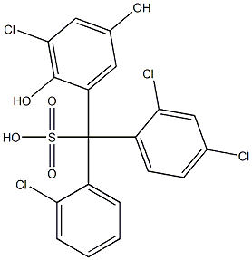 (2-Chlorophenyl)(2,4-dichlorophenyl)(3-chloro-2,5-dihydroxyphenyl)methanesulfonic acid Struktur