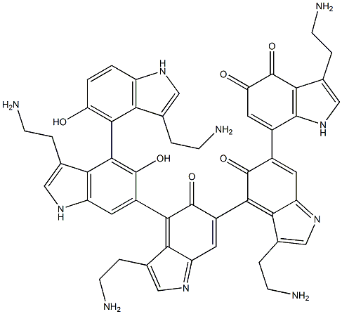 3,3',3''-Tris(2-aminoethyl)-4-[3,3'-bis(2-aminoethyl)-5,5'-dihydroxy[4,4'-bi(1H-indol)]-6-yl][6,4':6',7''-ter[5H-indole]]-4'',5,5',5''(1''H)-tetrone Struktur