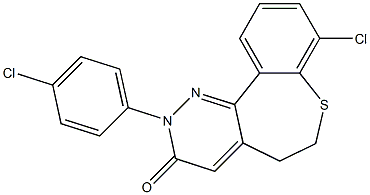 8-Chloro-2-(4-chlorophenyl)-5,6-dihydro[1]benzothiepino[5,4-c]pyridazin-3(2H)-one Struktur