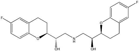 (2S)-6-Fluoro-2-[(S)-2-[[(S)-2-hydroxy-2-[[(S)-6-fluoro-3,4-dihydro-2H-1-benzopyran]-2-yl]ethyl]amino]-1-hydroxyethyl]-3,4-dihydro-2H-1-benzopyran Struktur